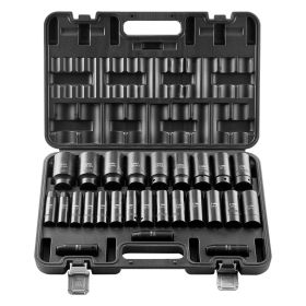 VEVOR Drive Impact Socket Set 1/2" 26 Piece Deep Sockets Set Metric 11mm -36mm