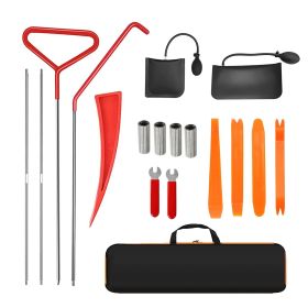 18-piece car emergency kit with window wedge, air wedge bag pump, long distance grabber