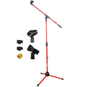 5 Core Tripod Mic Stand Floor Adjustable 18 to 72 Inches Sturdy Boom Arm Holder Microphone Stands Pedestal Para Microfono for Singing MS 080 RED